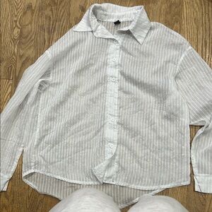 SHEIN White Striped Button Down Shirt